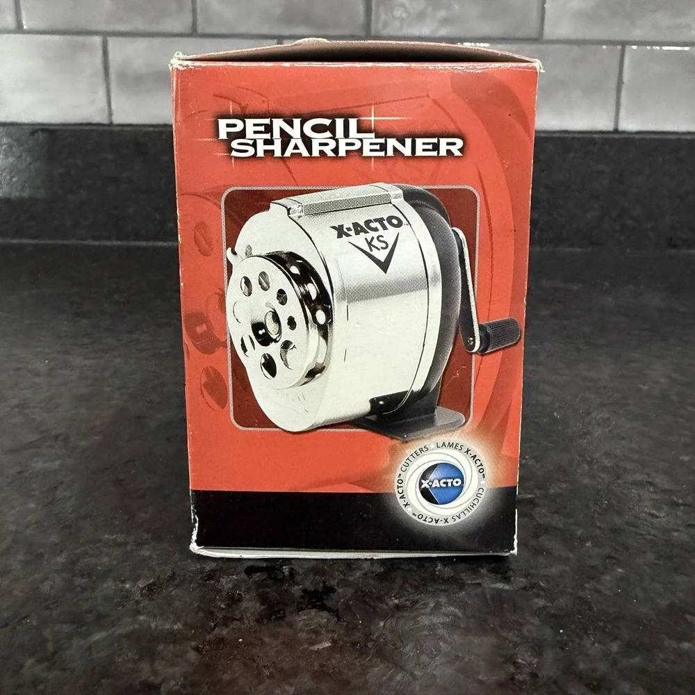 Pencil Sharpener Boston X-Acto KS Table Wall Mount Chrome School Hand Crank NOS